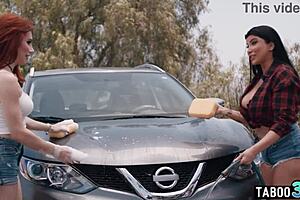 milf romi rain strokes shemale ariel demure's monster cock car waxing