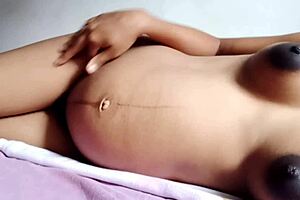 pregnant stepmom shows amazing pussy and sexy boobs on bed