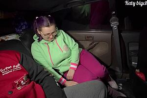 Stepmom Rides Stepson Cock Doggystyle In Snowy Car Then Cum Mouth