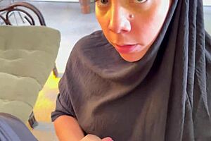 Cheating on Hijab Muslim Arab Stepmom with Huge Ass!