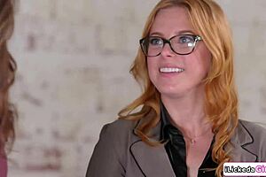 Lesbian Petite Redhead Demos Dildo On Shaved Pussy For Client