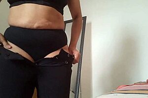 Latina Stepmom Strips Naked Before Work and Fingers Dripping Pussy