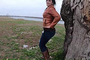 beautiful sugar babe in tight jeans teases with kinky milf games, mega orgasm in home bathtub while smoking