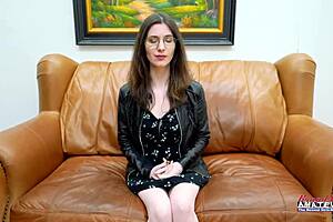 Inked nerdy Hazel O'Connor teases sucks with glasses on