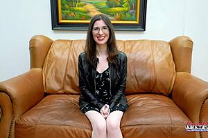 Inked nerdy Hazel O'Connor teases sucks with glasses on