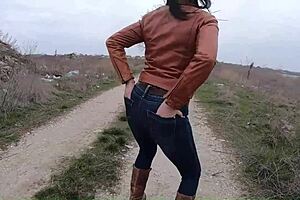 beautiful sugar babe in tight jeans teases with kinky milf games, mega orgasm in home bathtub while smoking