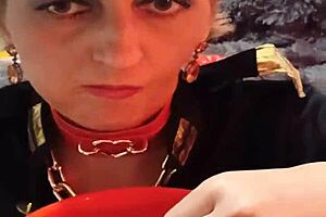 German Milf Prostitute Sandra Pumps Swollen Vagina Eats Cum Dog Food