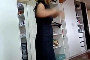 beautiful stepmom dresses up parties then strips flashing her huge assets