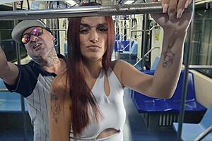 stranger approaches bus passenger alone for adult roleplay flashing fun