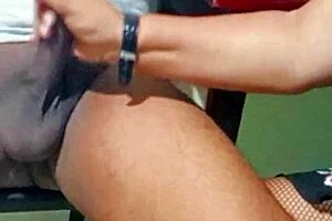 granny models lingerie ass then deepthroats my cock to orgasm