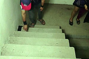 Stepbrother Slams Big Natural Tits Stepsister Tight Pussy On Stairs Moaning Loud!