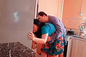 raw lust explodes as she fucks wildly in kitchen