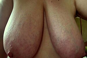 wanna squeeze these big saggy natural tits on curvy horny bbw milf close-up?