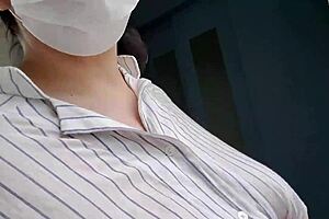 chubby japanese wife masturbates lewdly in apartment hallway