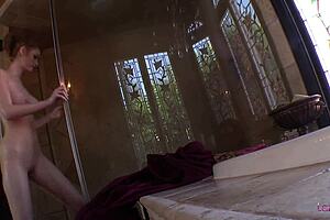 Two busty babes skip shower dildo fuck bathtub