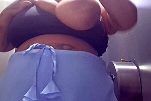 Mary Jhuana Sweats Flashing Big Tits Ass Pierced Nipples Post Workout Bathroom Tease