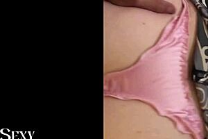 french slut in black white pink satin panties takes deepthroat ass-to-mouth with toys!