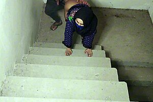 Stepbrother Slams Big Natural Tits Stepsister Tight Pussy On Stairs Moaning Loud!