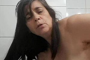 Surprise bathroom creampie fucks curvy wife big natural tits