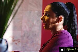 Mommy's boy catches upset milf Sheena Ryder with hubby’s nuru masseuse Melissa Stratton