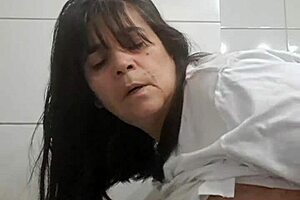 Surprise bathroom creampie fucks curvy wife big natural tits