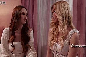 stressed stepmom seduces stepdaughter with fingering before college scissoring