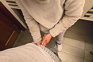 stranger sneaks into restaurant toilet to creampie my panties again