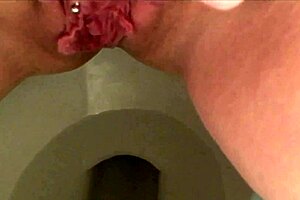 wanna watch my sexy brunette ass and pierced pussy peeing in toilet?
