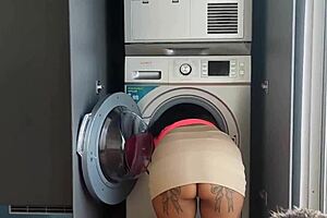 stuck latina stepmom washer-fucked hard by horny stepson