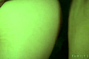 Step dad bends over teen 18+ pussy in bedroom doggystyle then missionary cum.