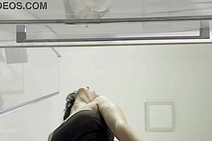 sexy milf strips in bathroom no bra panties off flashing pussy naked ass