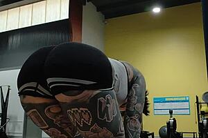Gym milf's juicy booty shakes during intense workout session drawing all eyes