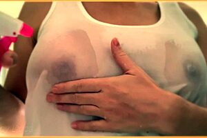wife's braless tits look amazing wet! 🔥