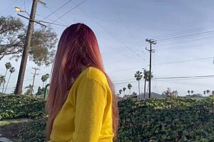 artemisia love smokes publicly outdoors flaunting her long hair fetish vibe