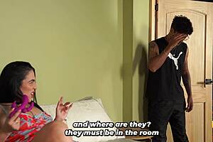 big-assed stepmom sarah black calls thiago lopez for toy help in bedroom