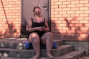 i can't stop watching this mature bbw russian smoke cigs flashing hairy big pussy outdoors 😍