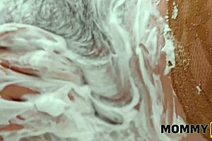 mommy shaves pussy then fucks hard bathroom