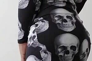 under her skirt no panties, horny milf teases wet shaved pussy with toys pov!