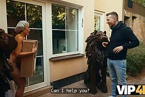 vip4k. mature euro neighbor brunette craves shaved pussy on big cock