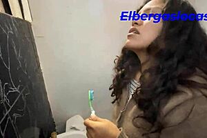 Stepsis takes me to shower to see cock, gets excited and we fuck with squirt