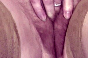 Blonde hairy milf frina fingers squirts wet pussy close-up solo!