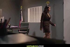 Latina milf counselor seduces ebony teen in steamy interracial office threesome