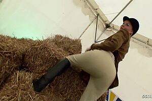 Slim Blonde Risks CFNM Farm Fuck And Swallows Old Man's Load!