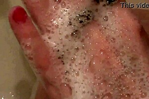 blonde milf soapy tits pussy ass in shower handjob solo