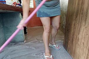 wife's gone so horny short latina maid grabs my cock and rides it everywhere