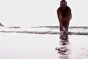 German Milf Jasmin Strips Fully Naked On Beach Posing Like A Bombshell