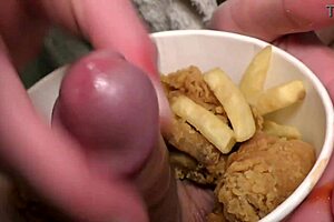 My food fetish blowjob mixes cum with chicken fries taste!