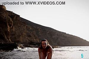German Milf Jasmin Strips Fully Naked On Beach Posing Like A Bombshell