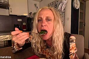 Wife fists her own gaping pussy to squirting orgasm alone