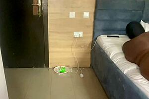 massage therapist bends over chubby ebony milf customer for deep doggystyle cum on ass